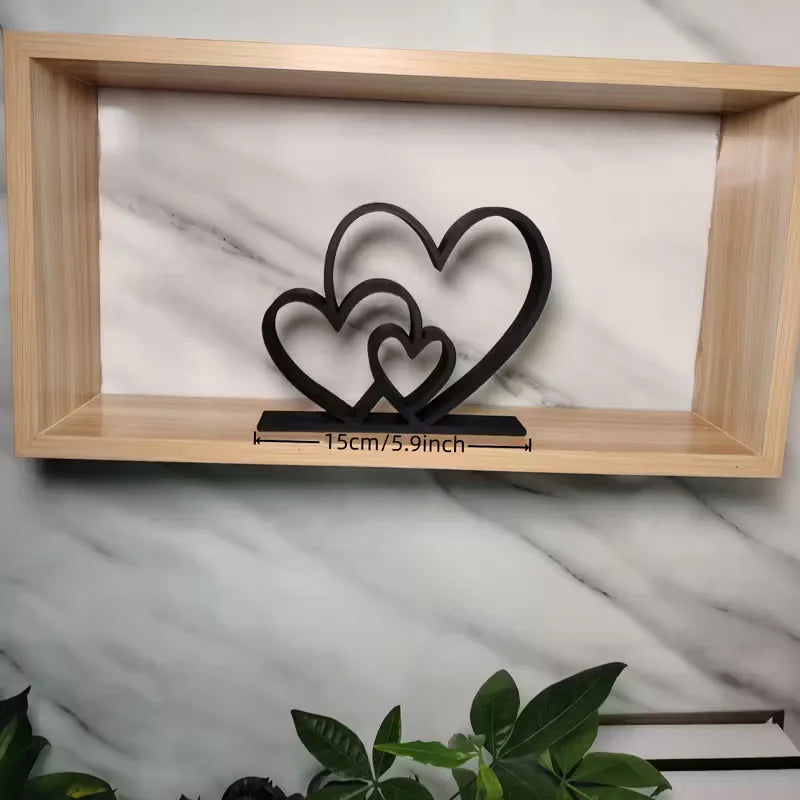 Black & White Heart Statue | Desk & Bookshelf Decor Gift Decorative Figurine QXL