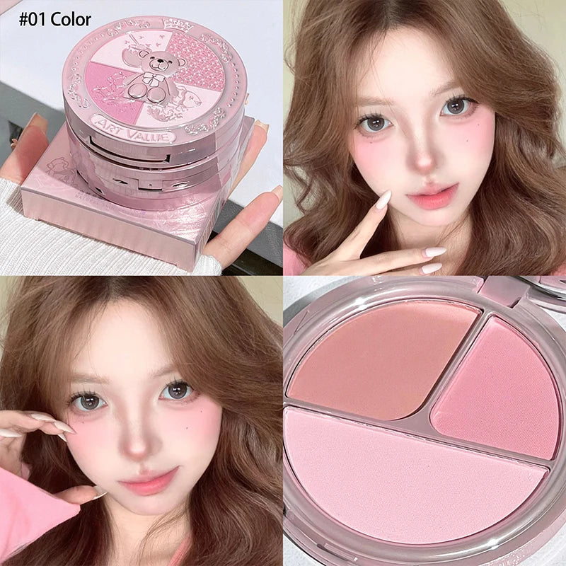 ART VALUE Matte Blush Palette – 3-Color Cheek Tint & Contour Blush Palette QXL