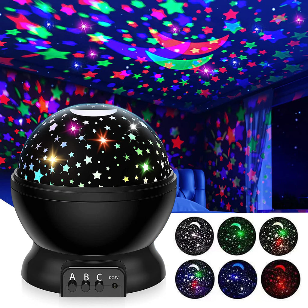Rotating Starry Sky Projector Night Light | Galaxy & Moon Star Night Projector QXL