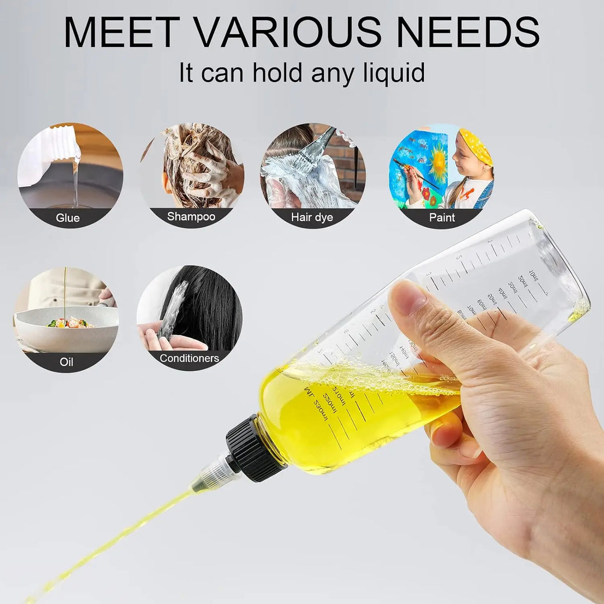 5-Pack Graduated Squeeze Bottles with Twist Cap | 30–250ml Squeeze Dispenser Bottles QXL