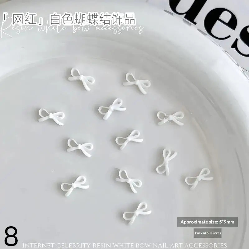 50-Pack 3D Bowknot Resin Nail Art Charms | DIY Manicure Nail Art Charms QXL 8