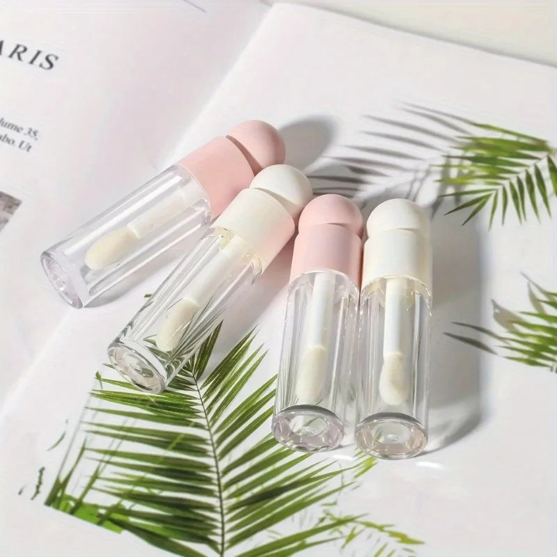 5ml Empty Lip Gloss Tubes | Large Brush Head, Matte Pink & Clear Lip Gloss Packaging QXL
