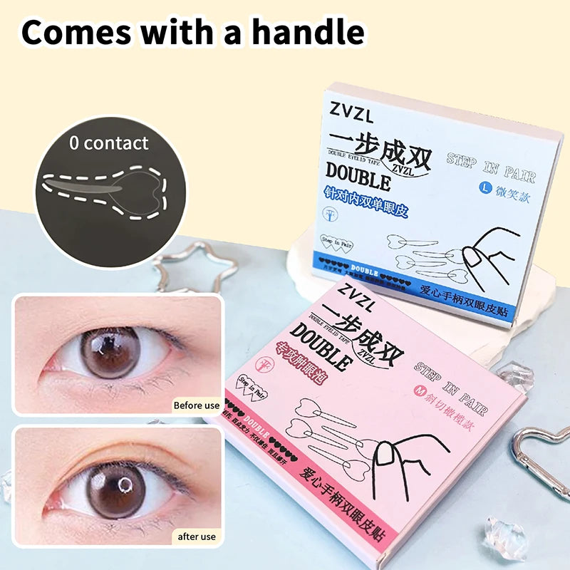 128-Pc Double Eyelid Tape Stickers with Handle | Invisible Eyelid Tape Stickers QXL