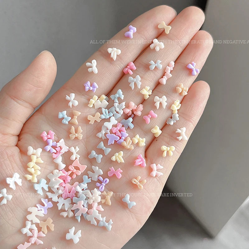 50-Pack Candy Color Resin Bow Nail Art Charms | DIY Decor Nail Art Charms QXL