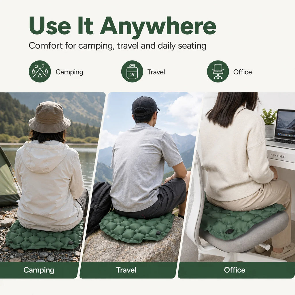 Inflatable Seat Cushion | Portable Foldable Camping Chair Pad Inflatable Seat Cushion QXL