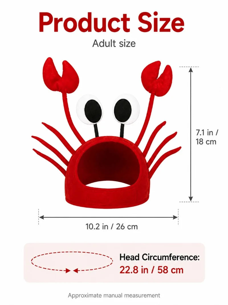 Funny Red Crab Plush Hat – Adult Party Costume & Cosplay Cap Costume Hat QXL