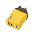 120W 4-Port USB-C Fast Charger | EU US UK Plug PD Adapter USB-C Wall Charger QXL Yellow UK