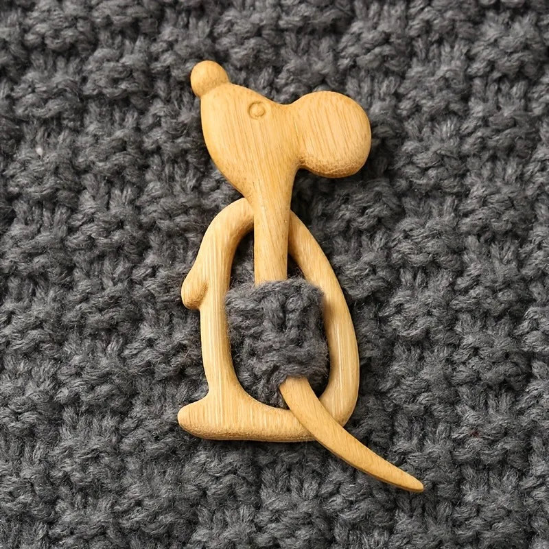 Cute Wooden Animal Brooch Pin | Sweater & Scarf Clip Wooden Brooch Pin QXL