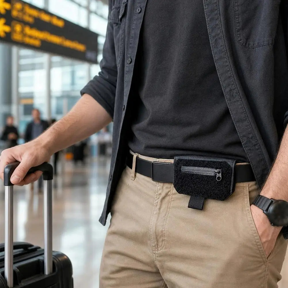 Slim Hidden Belt Wallet | Travel Cash, Card & Passport Pouch Travel Belt Wallet QXL