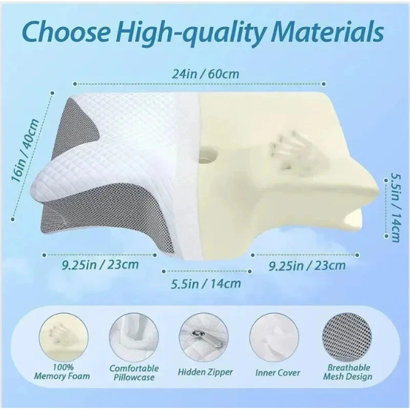 Memory Foam Cervical Contour Pillow | Ergonomic Neck Support Cervical Contour Pillow QXL
