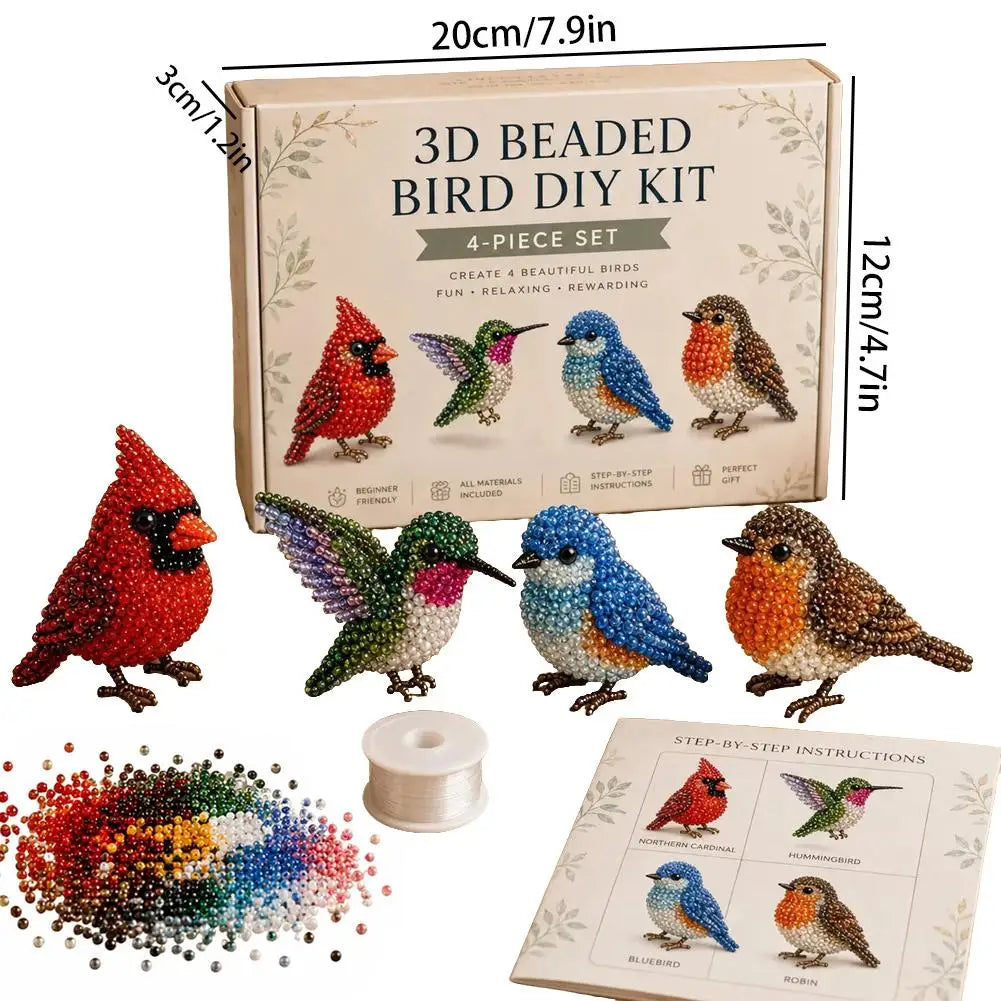 3D Animal Bead DIY Kit | 4-Design Handmade Craft Set DIY Bead Craft Kit QXL