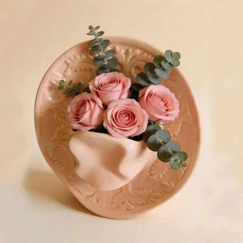 Handmade Ceramic Hat-Shaped Vase | Nordic Porcelain Decor Decorative Ceramic Vase QXL