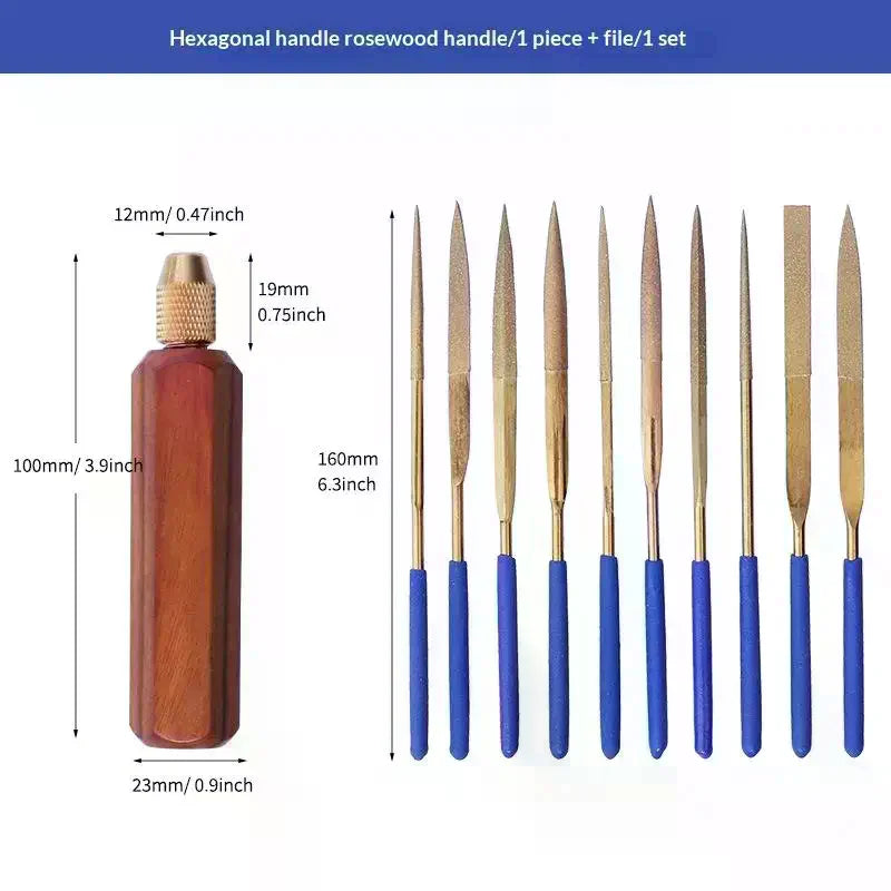 Wood File Handle Brass Collet Chuck | DIY Polishing Tool Set File Handle Tool QXL