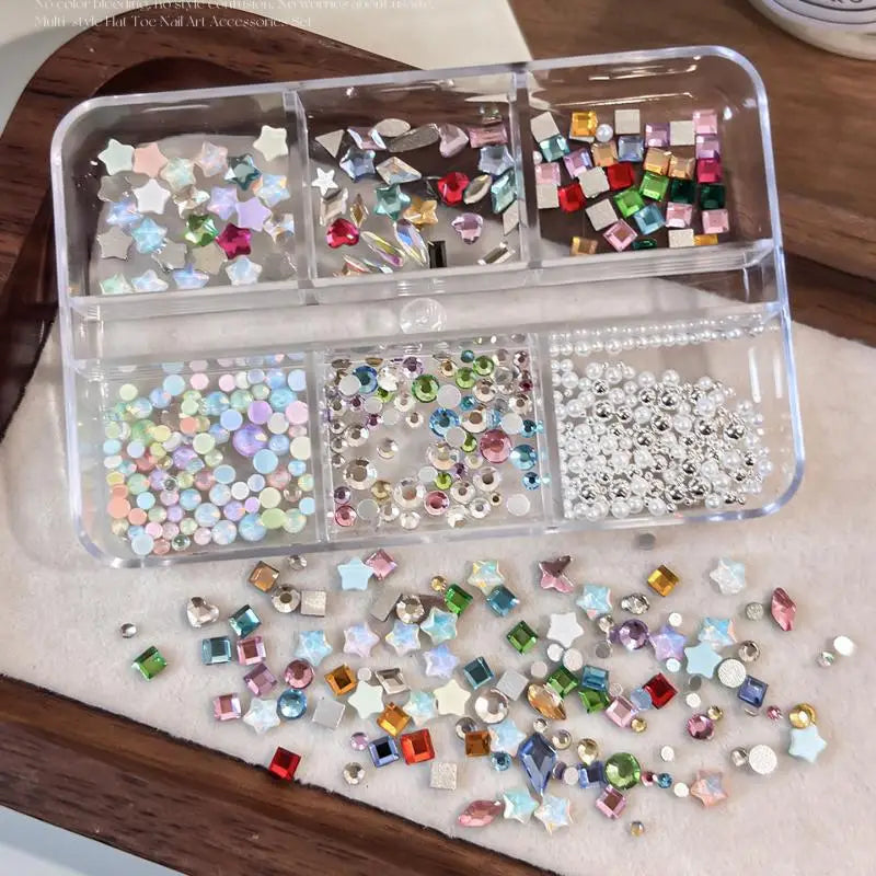 Flat Back Nail Rhinestones Set – Multi-Shape & Colour, 100pcs Nail Rhinestone Set QXL