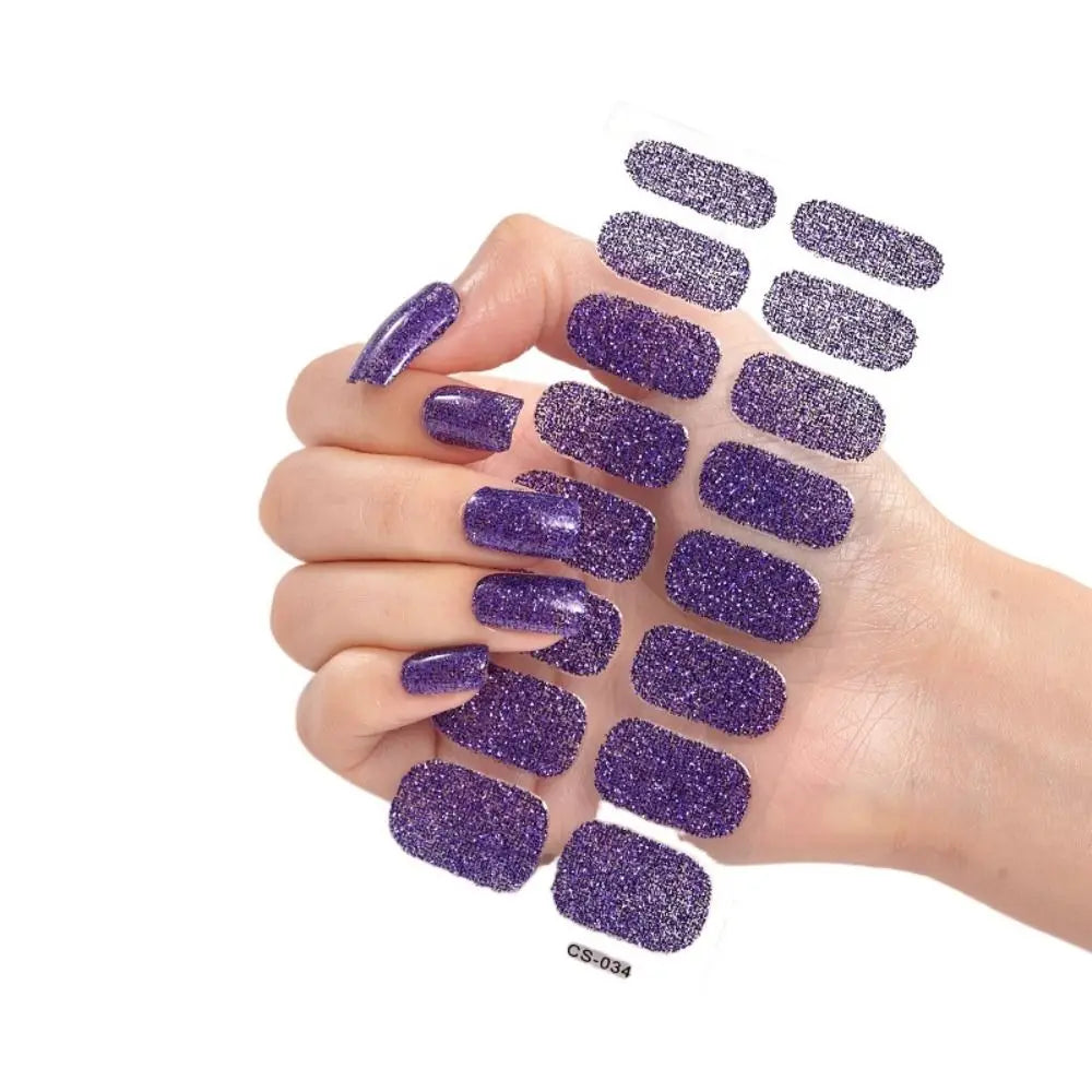 Glitter Gel Nail Stickers | Full Nail Wraps for DIY Nail Art Gel Nail Stickers QXL