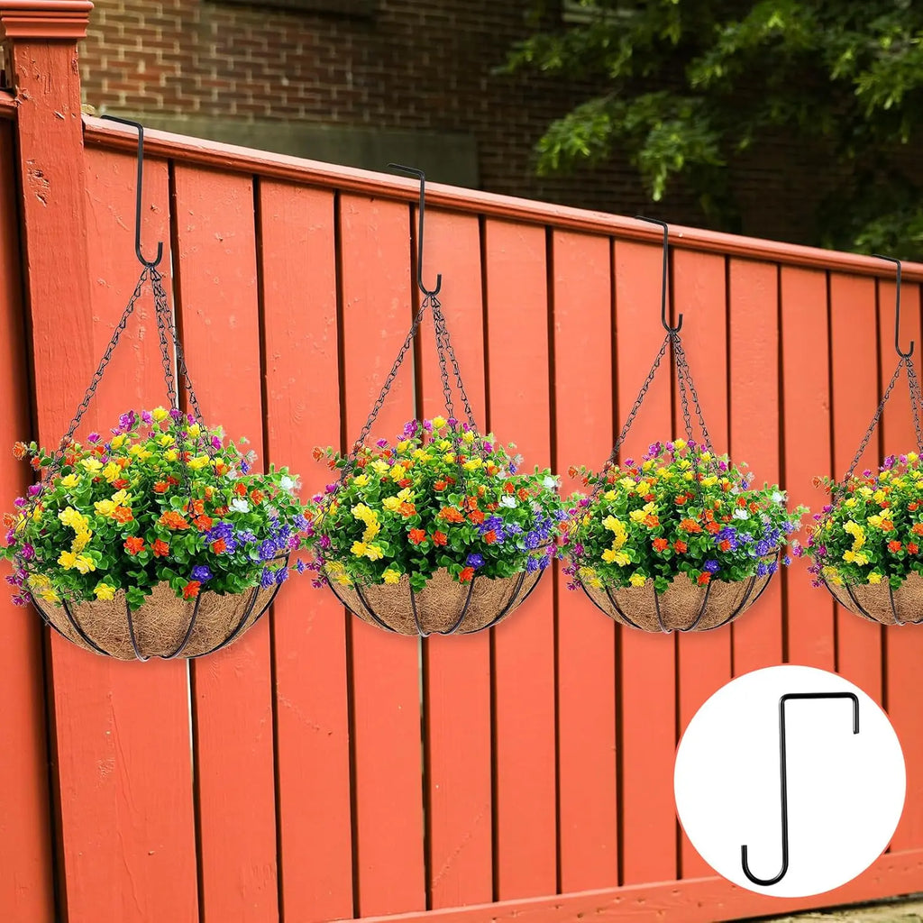 Rustproof Black Garden Fence Hooks | 2/4/8 Pack Outdoor Garden Fence Hooks QXL