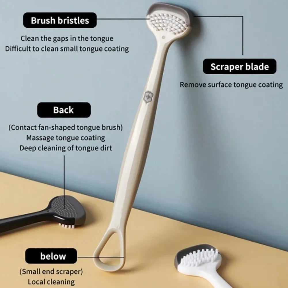 Triple-Effect Silicone Tongue Scraper | Fresh Breath Cleaner Tongue Scraper QXL