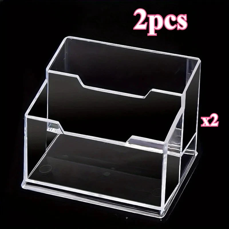 Large Capacity Business Card Storage Box | Plastic Organizer Business Card Organizer QXL Clear 2pcs