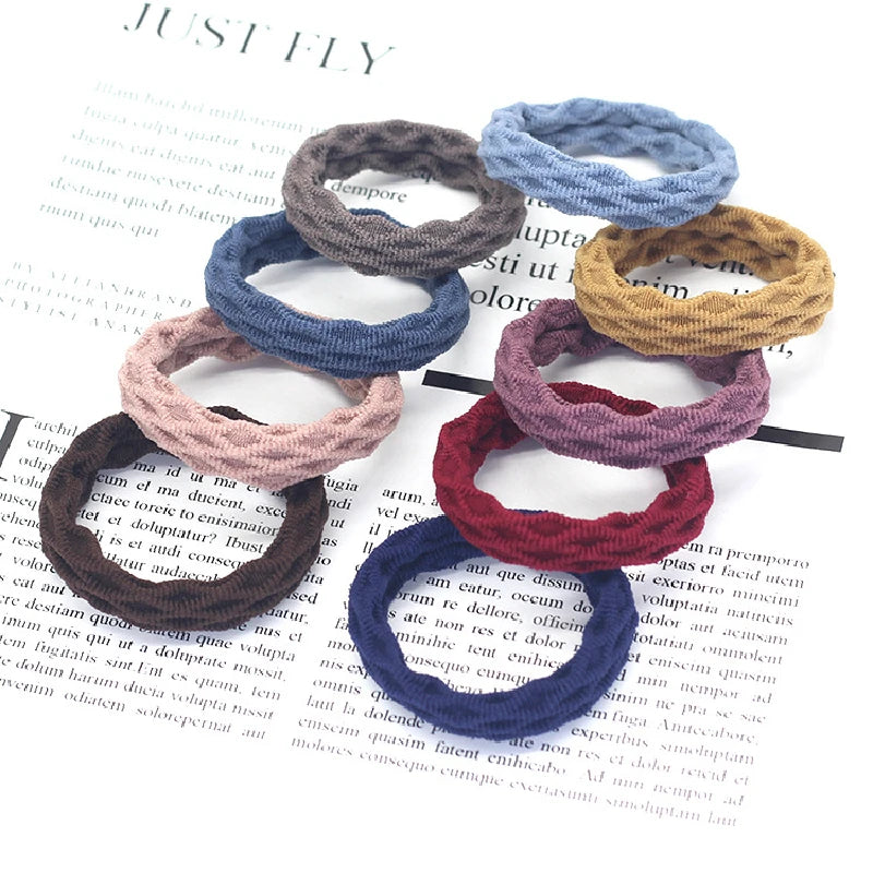 50-Pack Jacquard Elastic Hair Ties for Women & Girls Elastic Hair Ties QXL Colored diamond 50pc