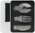 3-Piece Foldable Stainless Steel Camping Cutlery Set & Case Camping Cutlery Set QXL Black