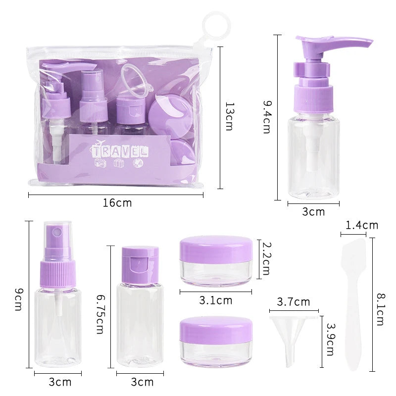 7-Piece Leakproof Travel Bottle Set | Refillable Toiletry Kit Travel Bottle Set QXL