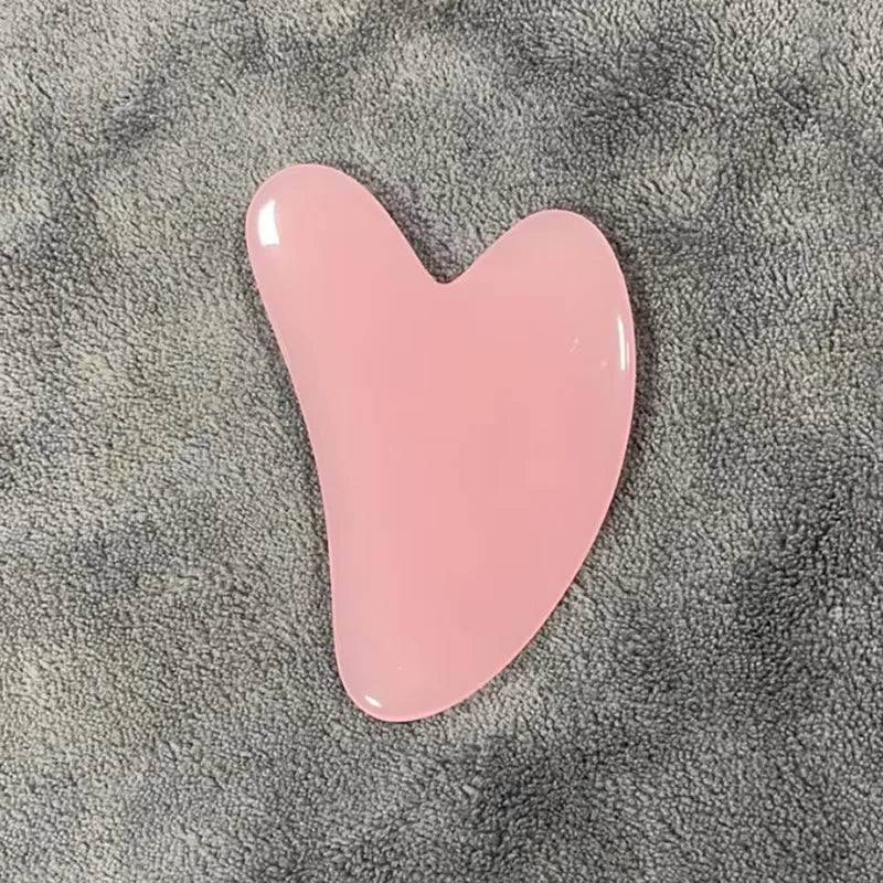Heart-Shape Gua Sha Face Massager | Rose Quartz Scraping Board Gua Sha Massager QXL GS02-pink-02
