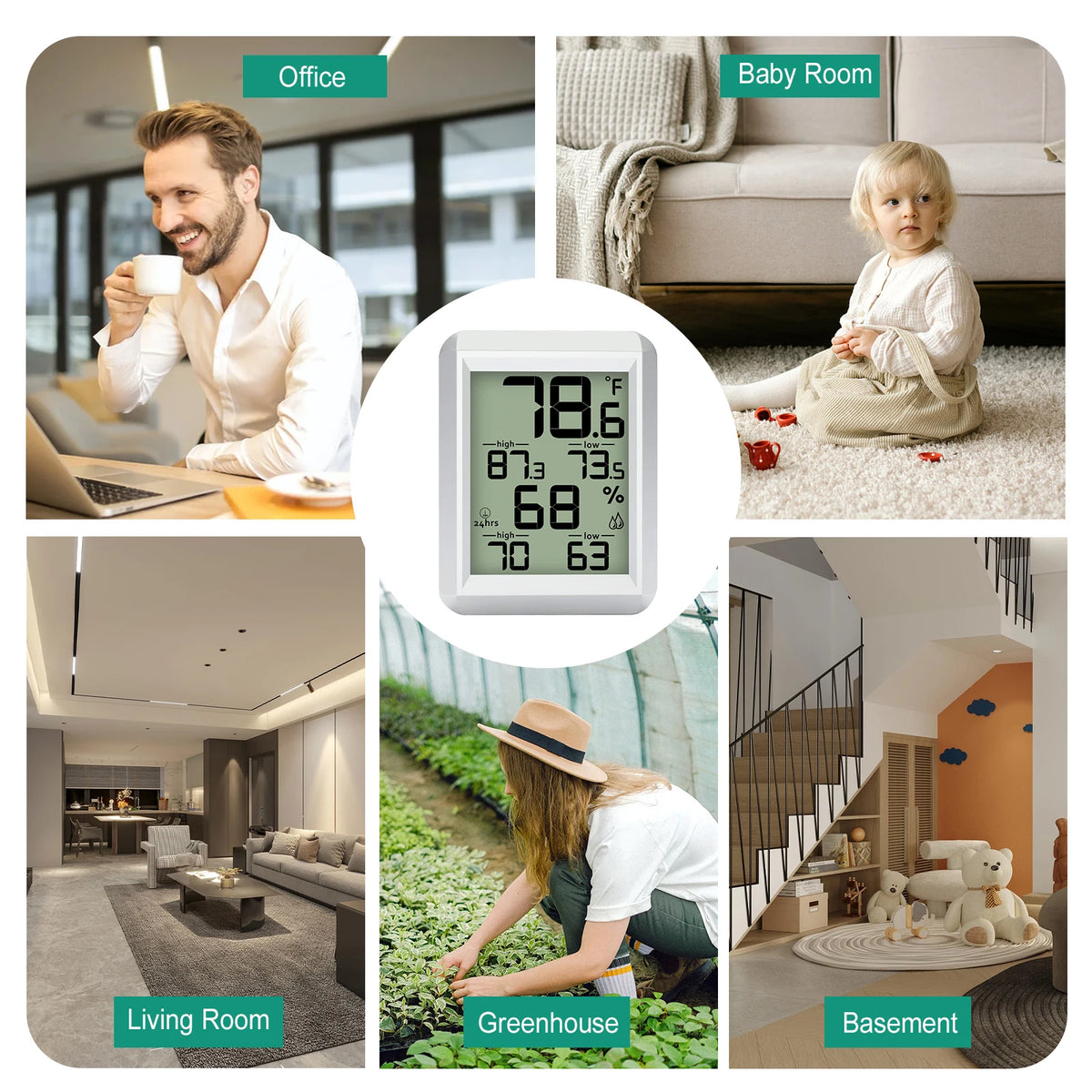 Digital Hygrometer Thermometer | Large Display & 24H Memory Hygrometer Thermometer QXL