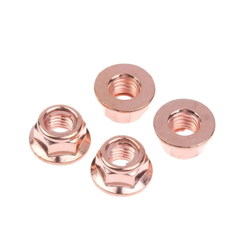 M8 Copper-Plated Exhaust Lock Nuts | Hex Turbo Stud 12/50 Pack Exhaust Lock Nuts QXL