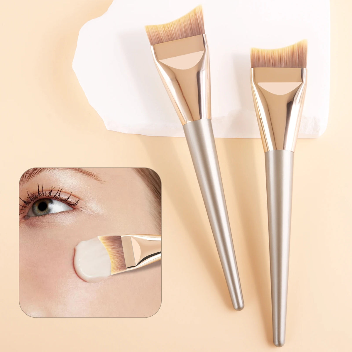 Crescent Flat Head Foundation Brush | Streak-Free Blending Foundation Brush QXL