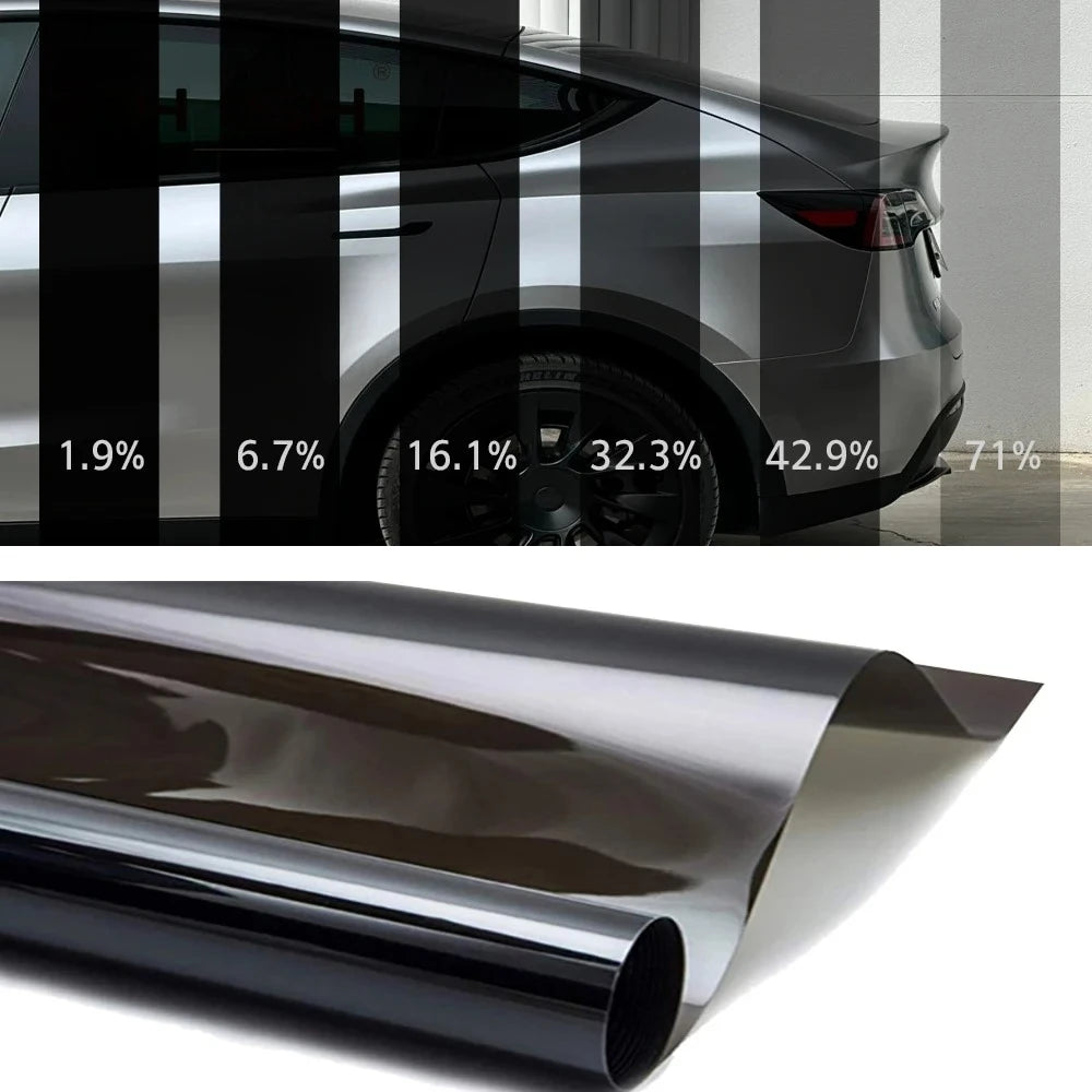 Black Car Window Tint Film 50x300cm | 1%–70% VLT UV Block Window Tint Film QXL