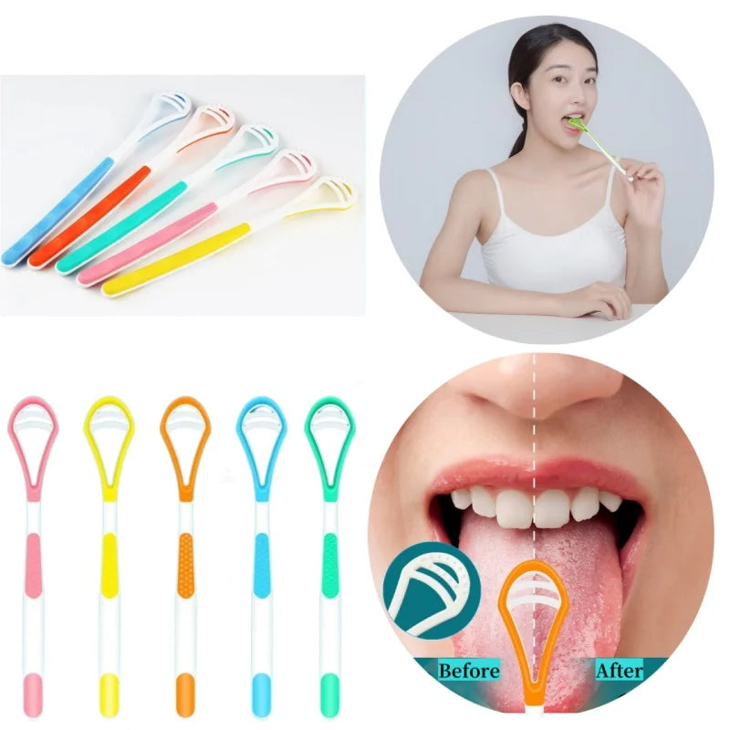 5-Pack Double-Sided Tongue Scraper & Coating Brush Set Tongue Scraper Set QXL