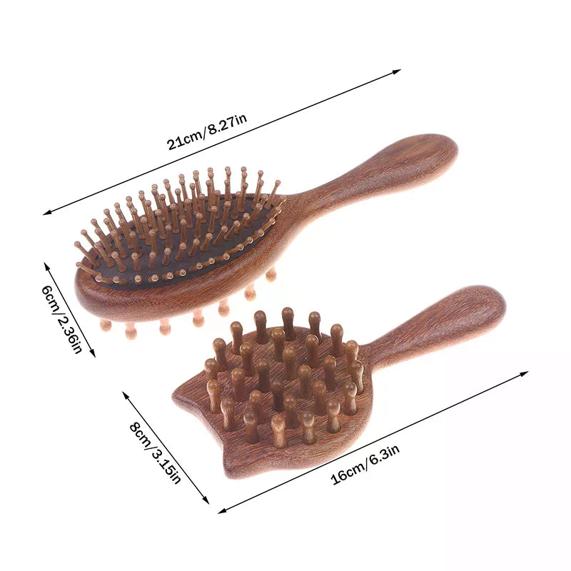 Double-Sided Wooden Cushion Comb | Anti-Static Scalp Massage Brush Cushion Massage Comb QXL