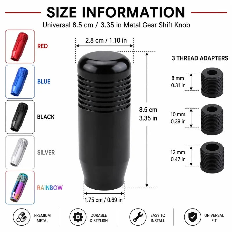 Universal Aluminum Gear Shift Knob | 8.5cm Manual Shifter Gear Shift Knob QXL