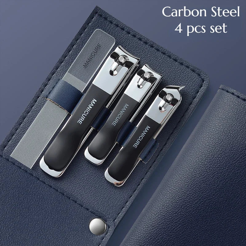 4-Piece Carbon Steel Nail Clipper Set | Pro Manicure Kit Nail Clipper Set QXL black-4pcs set