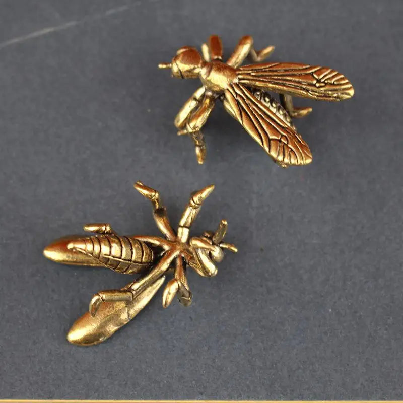 Solid Brass Mosquito Statue | Vintage Insect Desk Sculpture Decorative Sculpture QXL