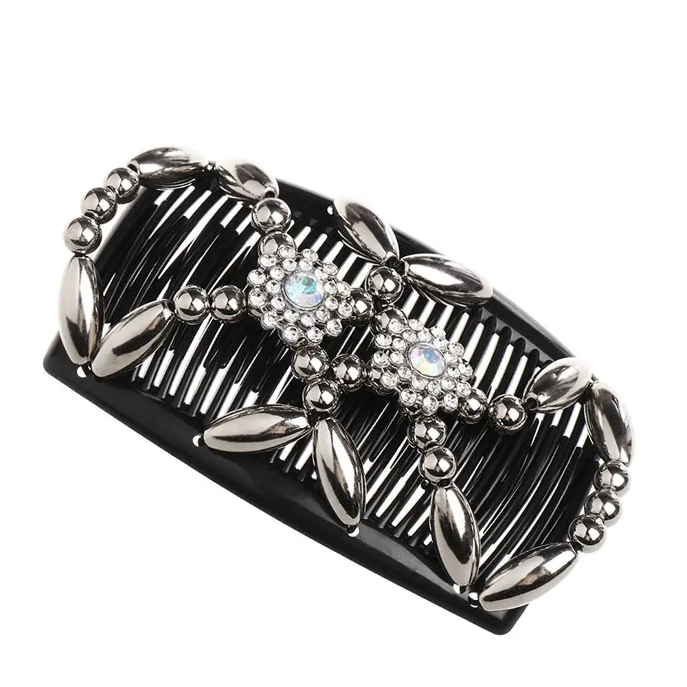 Handmade Crystal Beaded Hair Comb | Stretch Double Comb Clip Beaded Hair Comb QXL