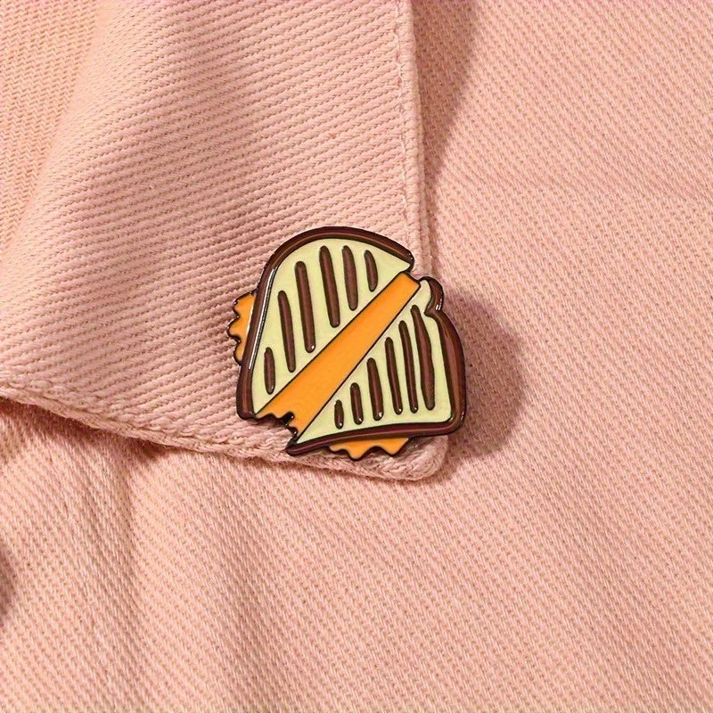 2-Pack Grilled Cheese Enamel Pins | Cartoon Food Brooch Set Enamel Brooch Pin QXL