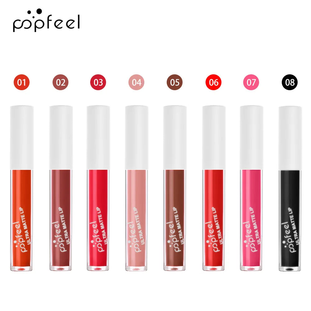 High-Pigment Matte Velvet Lip Gloss – 8 Shades, Waterproof Matte Lip Gloss QXL