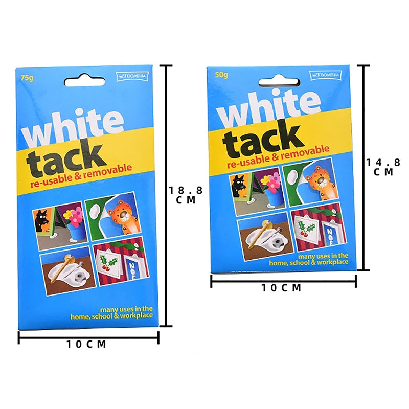 White Reusable Sticky Tack Adhesive Putty 50g/75g | Non-Toxic Adhesive Putty QXL