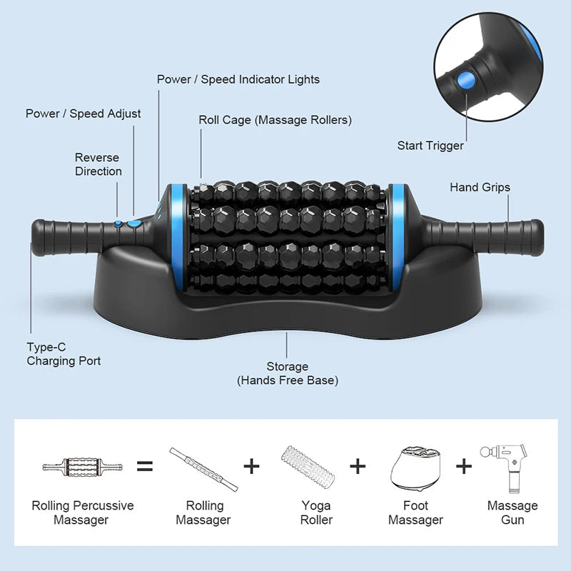Cordless 360° Rolling Percussive Massager | 5-Speed Body Percussive Body Massager QXL