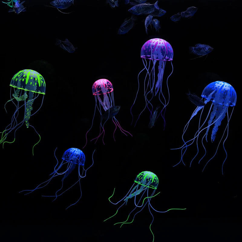 Glowing Silicone Jellyfish Fish Tank Ornament | Aquarium Decor Aquarium Ornament QXL