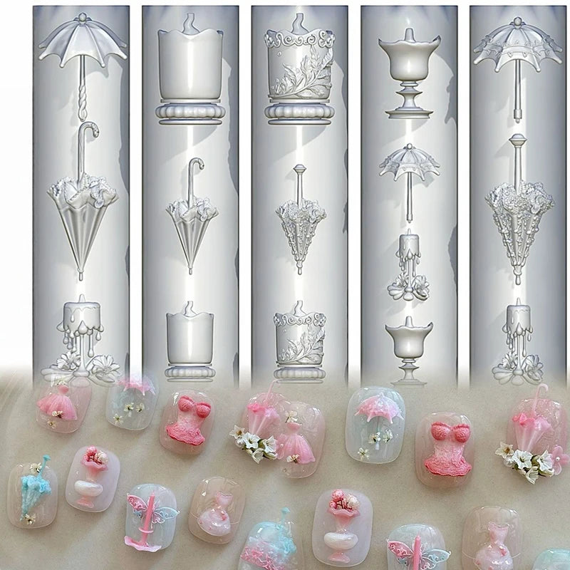 3D Lace Umbrella Silicone Nail Art Mold | DIY Manicure Nail Art Mold QXL Default Title