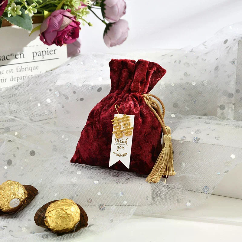 Velvet Drawstring Tassel Gift Bags | Wedding & Jewelry Pouches Velvet Gift Pouch QXL