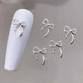 20-Pack 3D Metal Bow Nail Art Charms | Ribbon Bowknot Decor Nail Art Charms QXL Silver