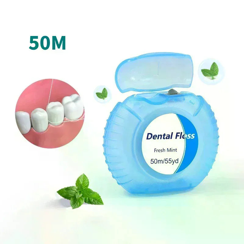 Shmacax 50m Mint Waxed Dental Floss | Nylon Floss Roll Dental Floss QXL