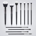 Ronshadow 11-Pc Makeup Brush Set | Soft Dual-Color Nylon Hair Makeup Brush Set QXL black