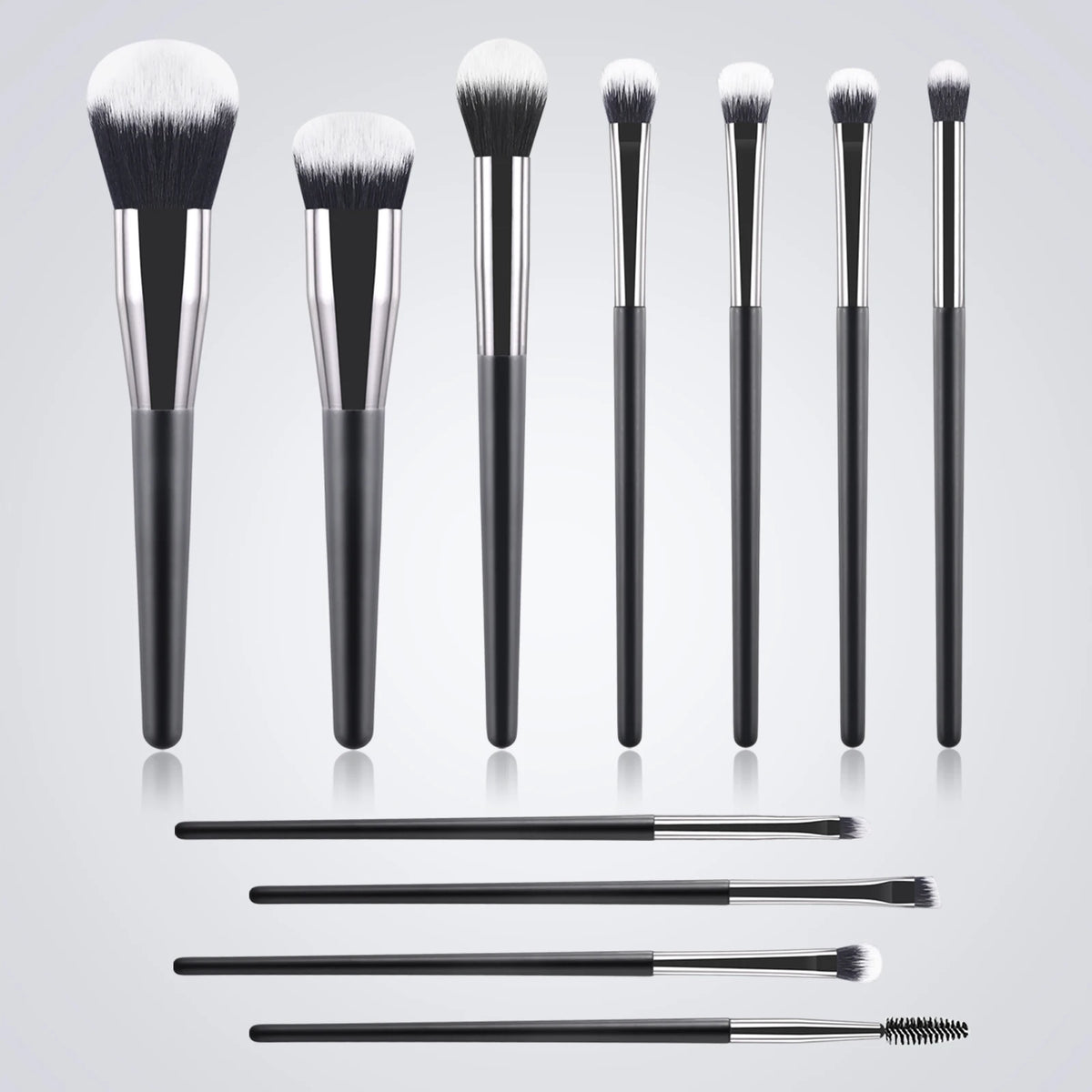 Ronshadow 11-Pc Makeup Brush Set | Soft Dual-Color Nylon Hair Makeup Brush Set QXL black