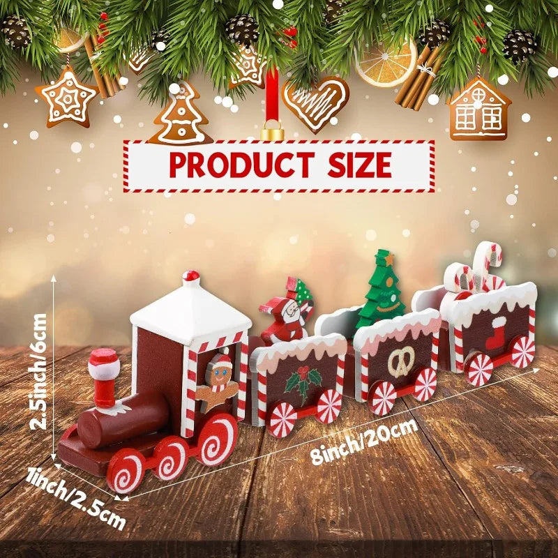 Painted Wooden Christmas Train Table Decoration Set Christmas Decoration QXL