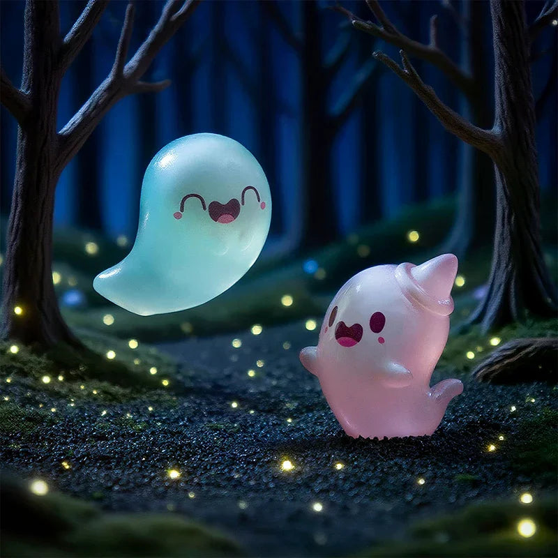 6-Pack Glow-in-the-Dark Halloween Ghost Resin Figurines Halloween Figurines QXL