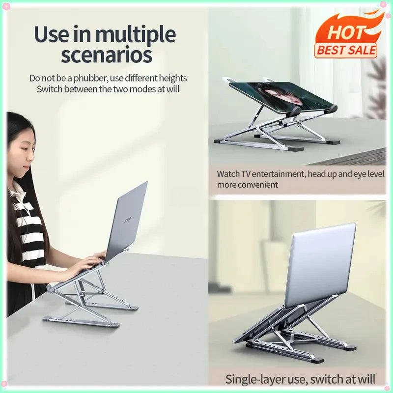 Aluminum Adjustable Foldable Laptop Stand for MacBook & Notebooks Laptop Stand QXL